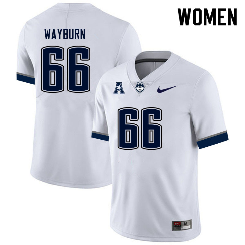 Women #66 Brady Wayburn Uconn Huskies College Football Jerseys Sale-White - Click Image to Close
